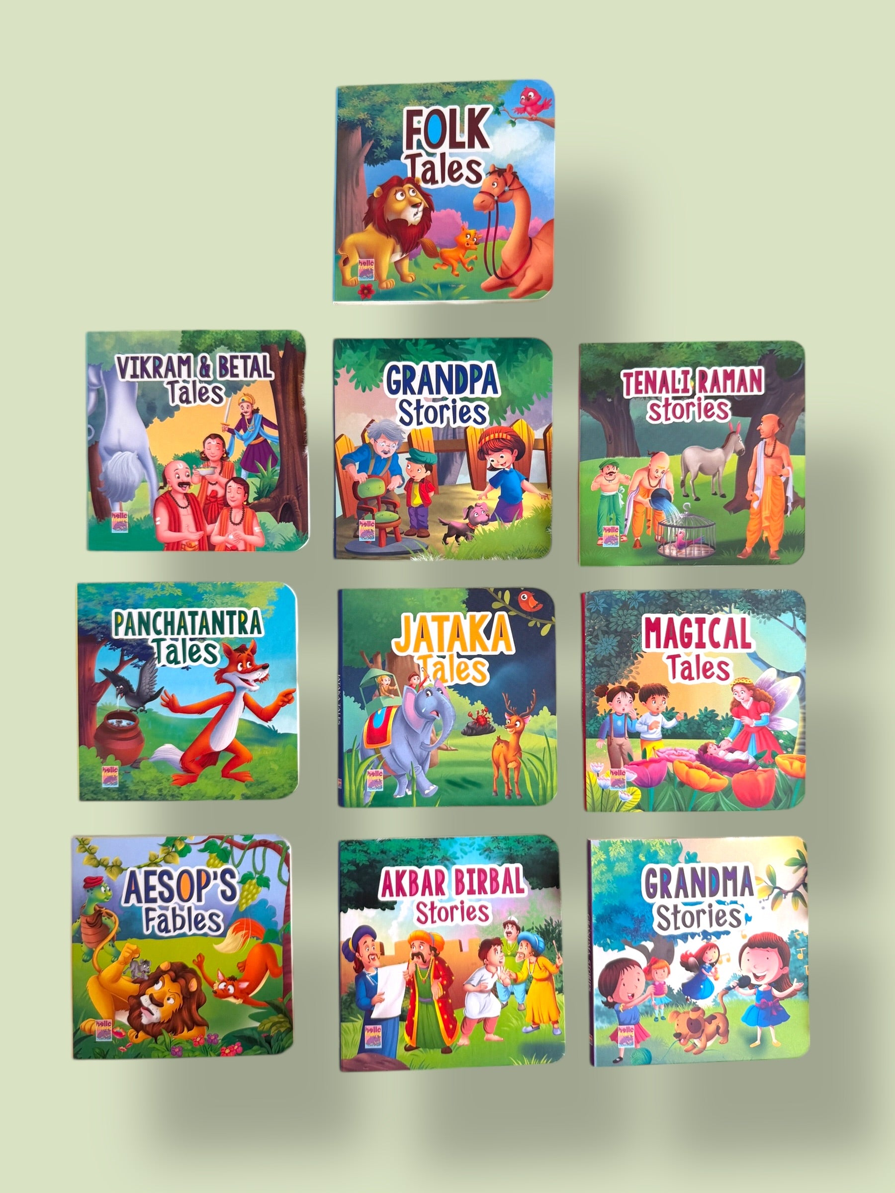 Collection of 10 illustrated children’s story books including Folk Tales, Tenali Raman Stories, Magical Tales and Grandpa Stories - Mini Mystic Tales