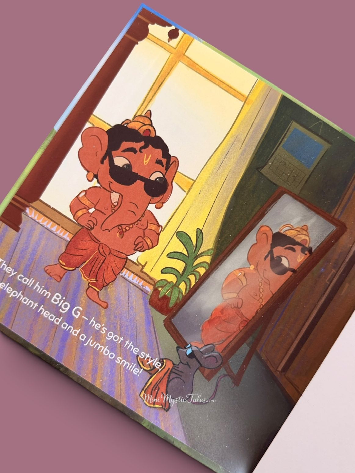 Colourful illustration of Big G, a playful young Ganesha character, from The Obstacle Crusher children’s storybook.