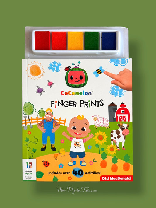 Cocomelon Finger Prints activity book with washable ink pads for toddlers and kids