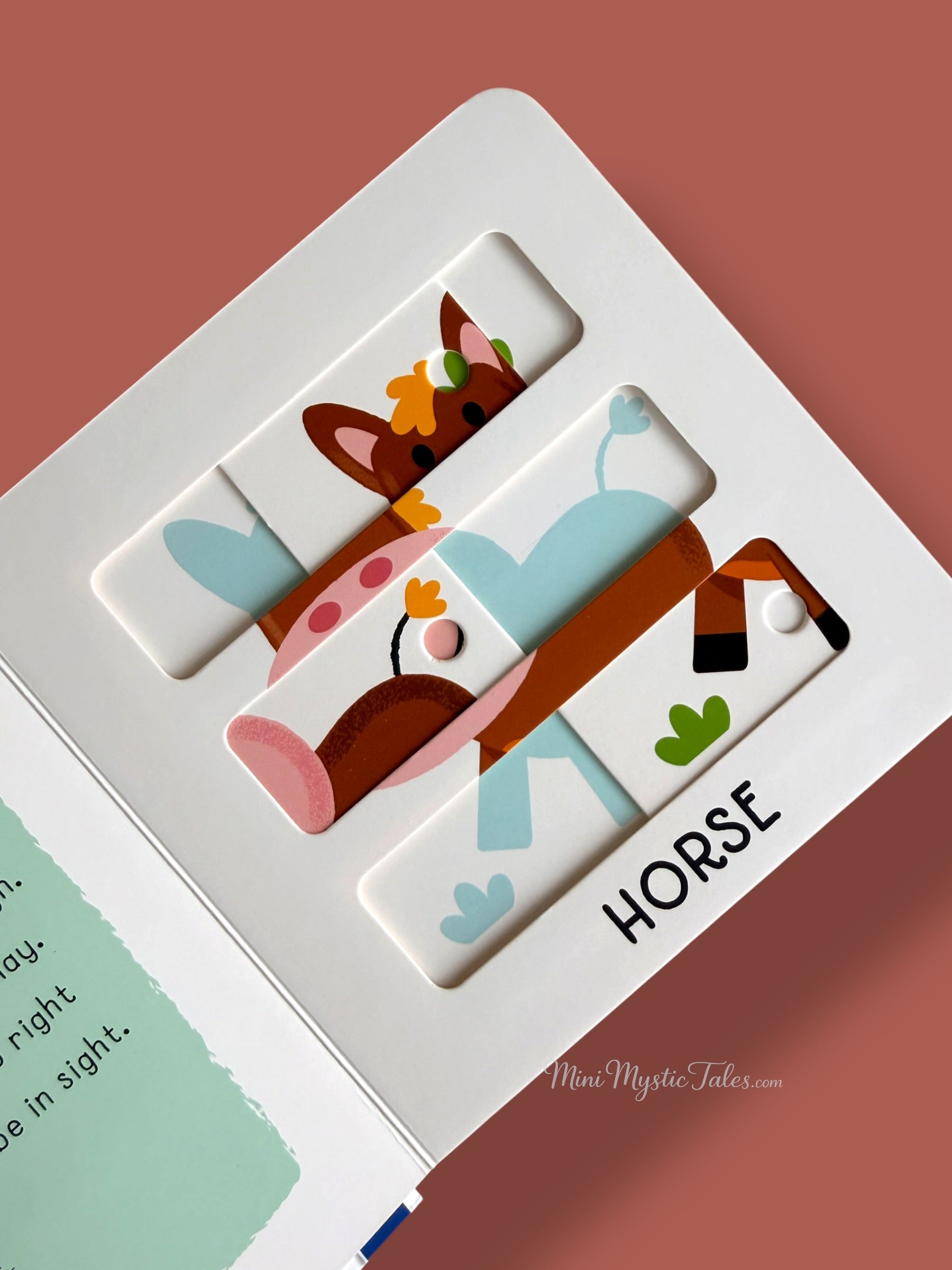 Interactive horse sliding puzzle page designed to develop problem-solving and fine motor skills
