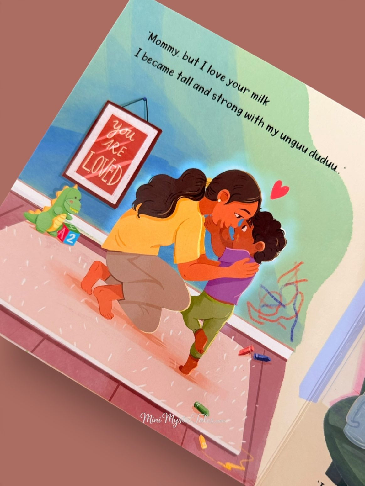 A Weaning Story illustrated page helping toddlers understand a gentle goodbye to mommy’s milk through a warm parent-child story.