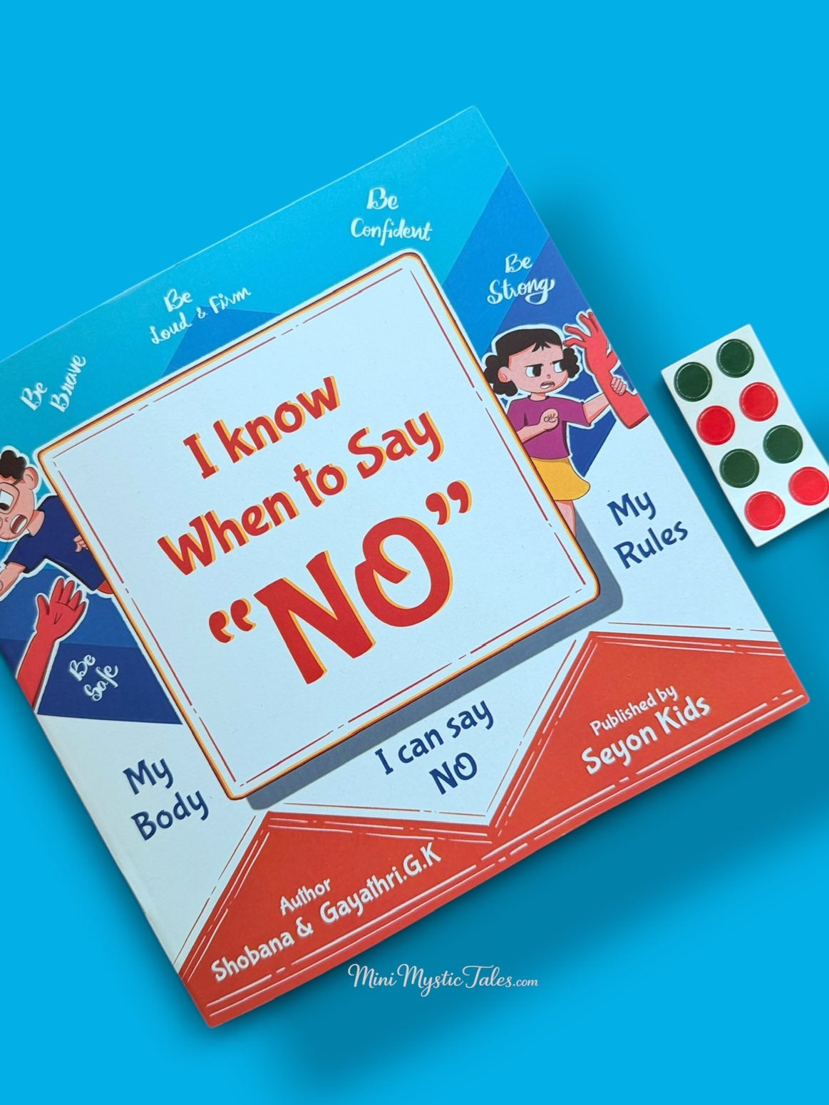 I Know When to Say No paperback body safety awareness book with interactive red and green stickers for learning about safe and unsafe touch.