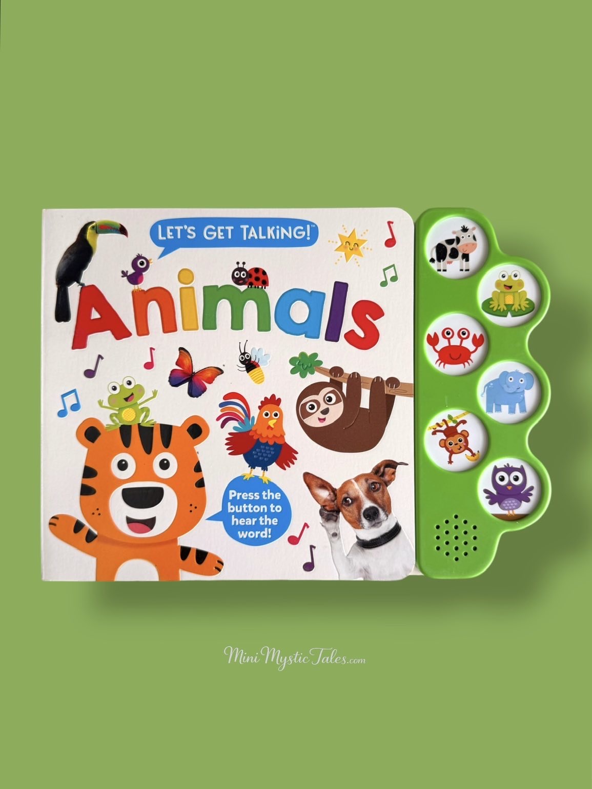 Let’s Get Talking! Animals interactive kids sound book with press buttons to hear animal names and sounds.