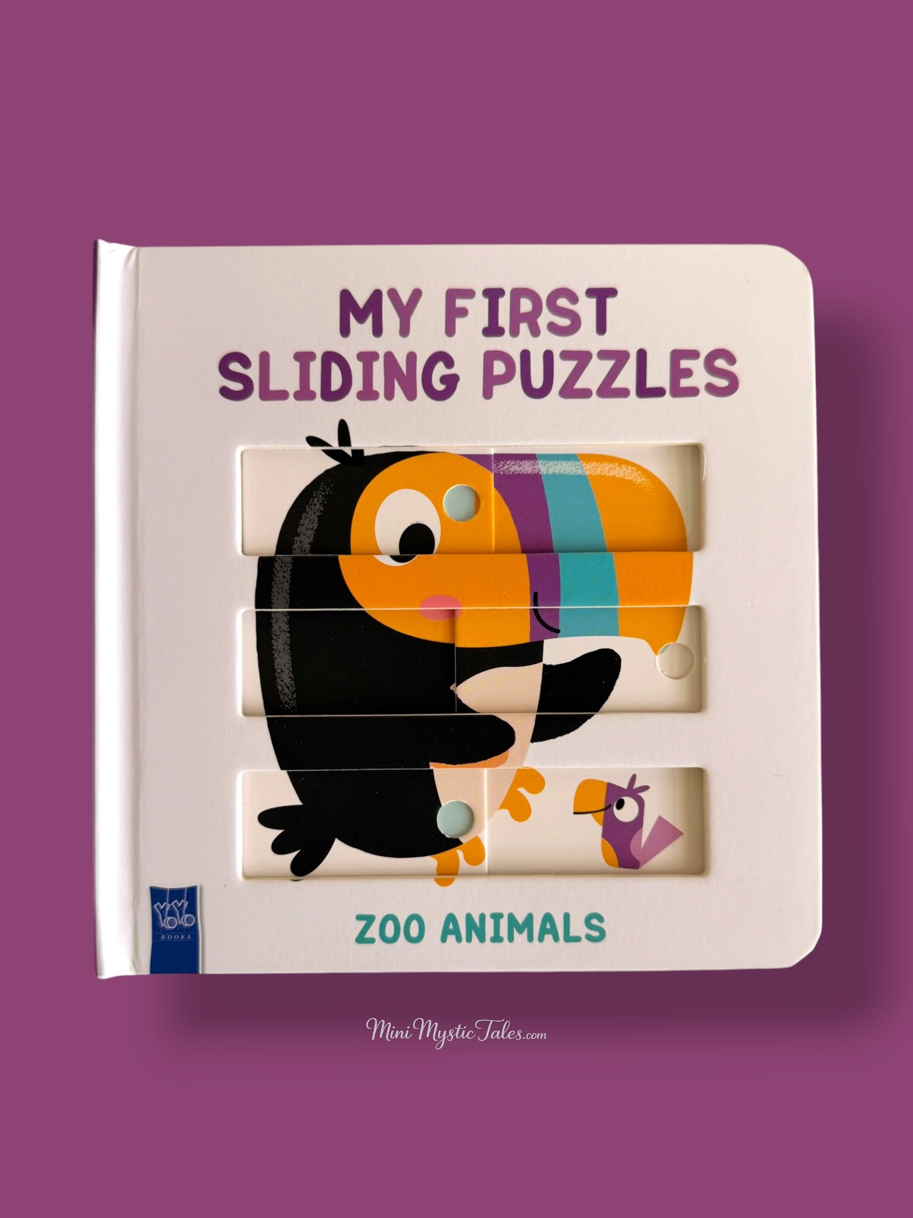 My First Sliding Puzzles Zoo Animals interactive board book for toddlers featuring sliding puzzle activities with colourful zoo animals
