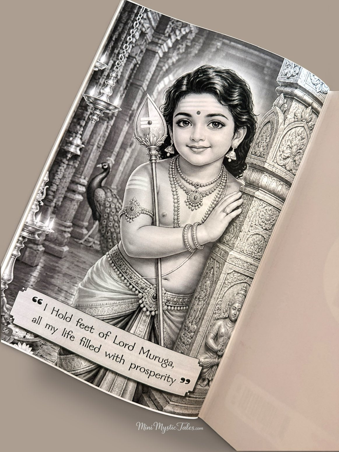 Lord Muruga illustration inside the Om Saravana Bhava 48 Days English devotional writing book.