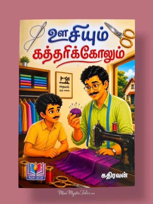 Oosiyum Katharikkolum Tamil children’s story book featuring a tailor and his son learning a valuable life lesson