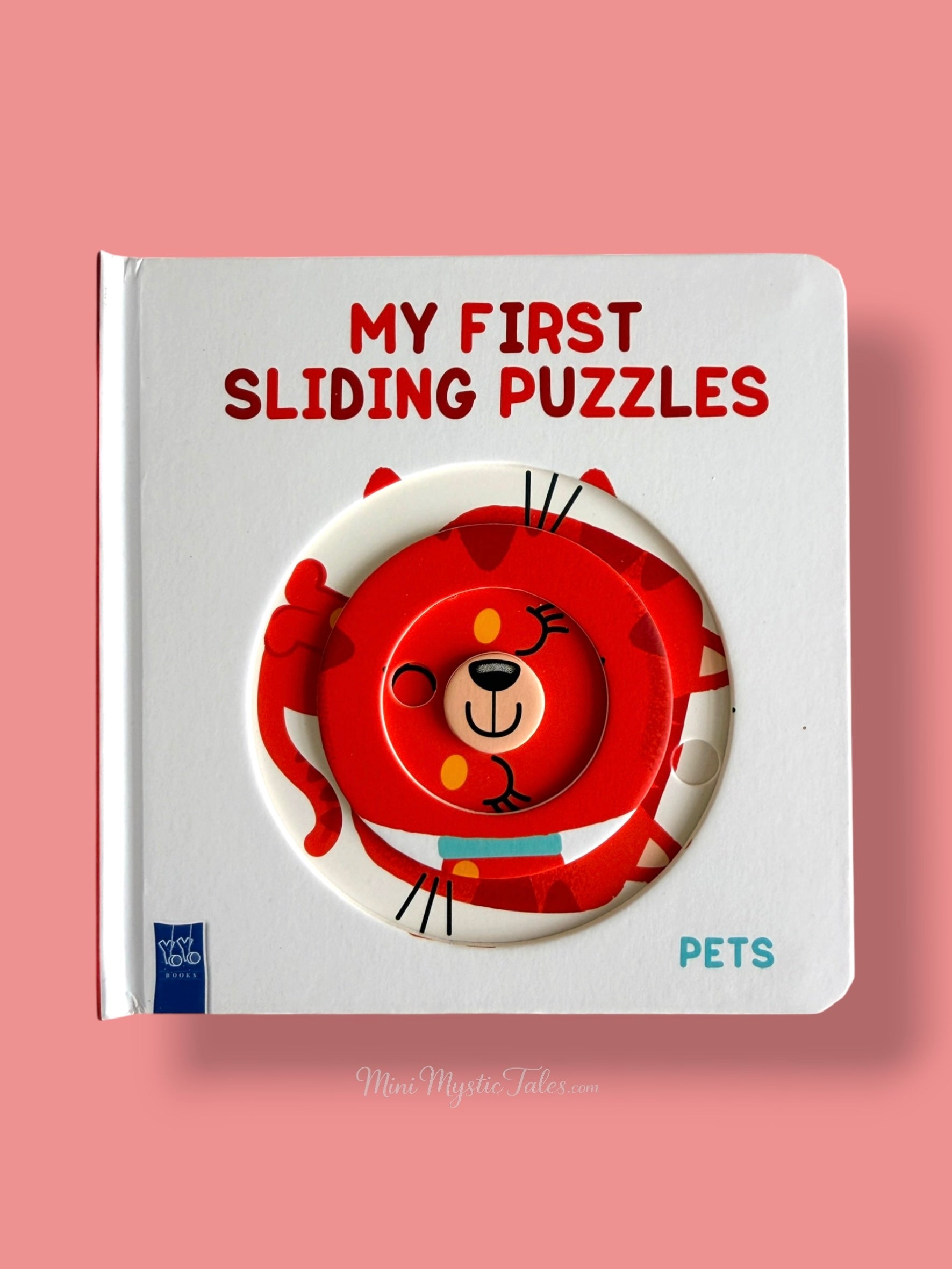 Interactive cat rotating puzzle page that helps toddlers develop fine motor and problem-solving skills