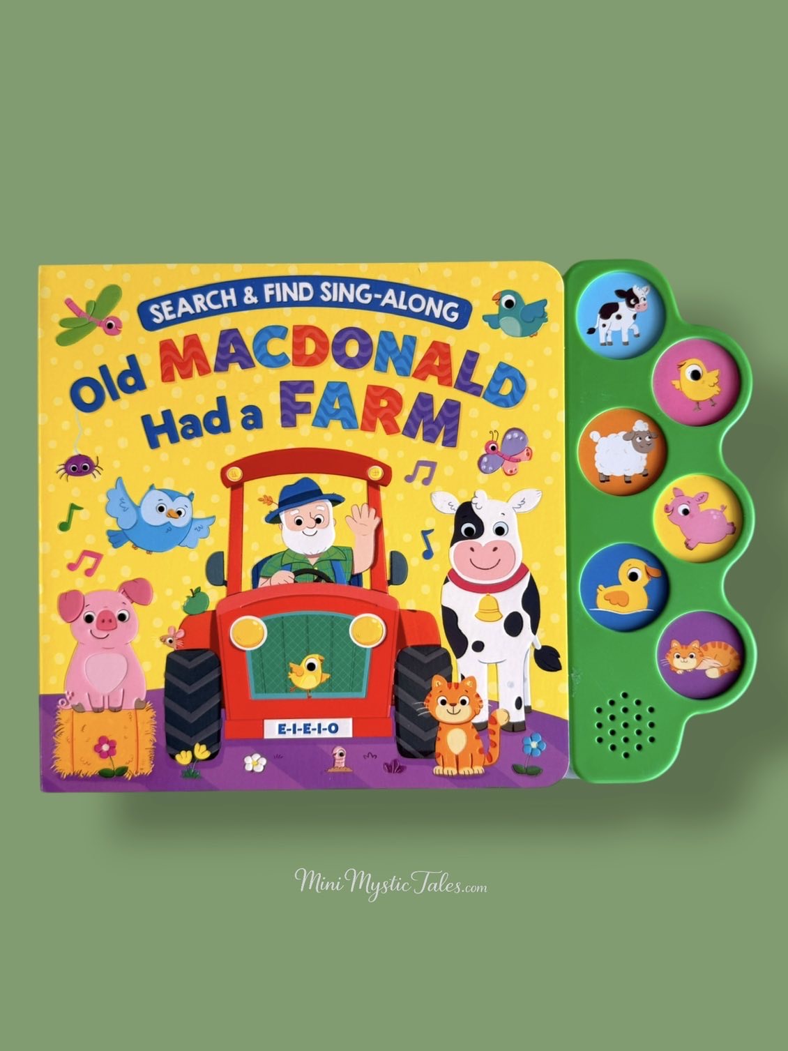 Search & Find: Old MacDonald Had A Farm interactive kids sound book with sing-along nursery rhyme, search-and-find activities, colorful farm illustrations, and sound buttons for toddlers.