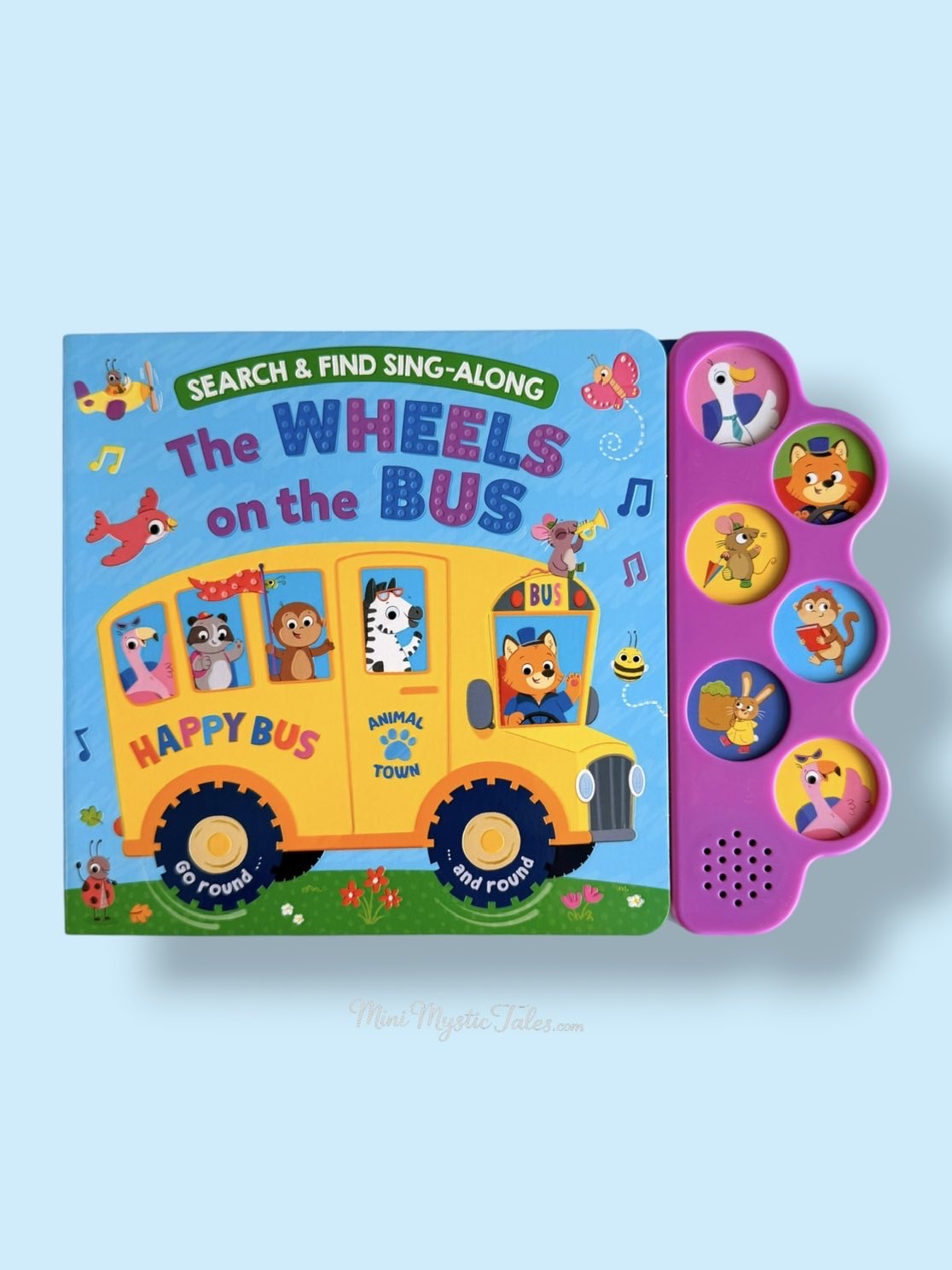 Search & Find: The Wheels on the Bus interactive kids sound book with sing-along buttons, search-and-find activities, and nursery rhyme fun.