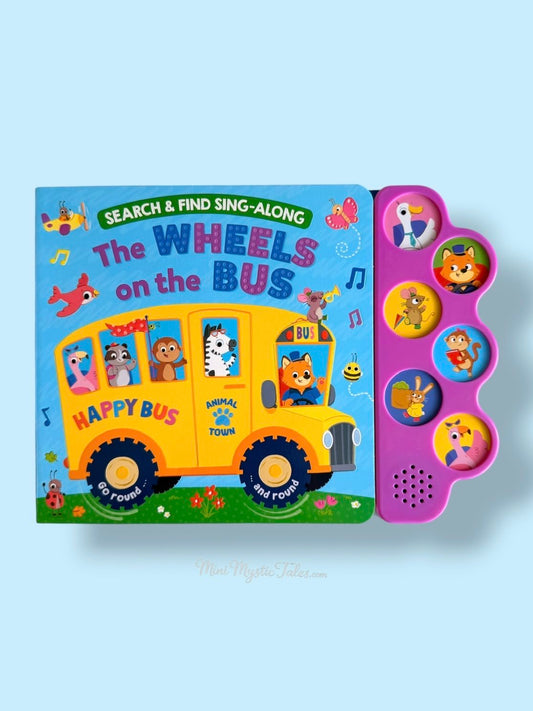 Search & Find: The Wheels on the Bus interactive kids sound book with sing-along buttons, search-and-find activities, and nursery rhyme fun.
