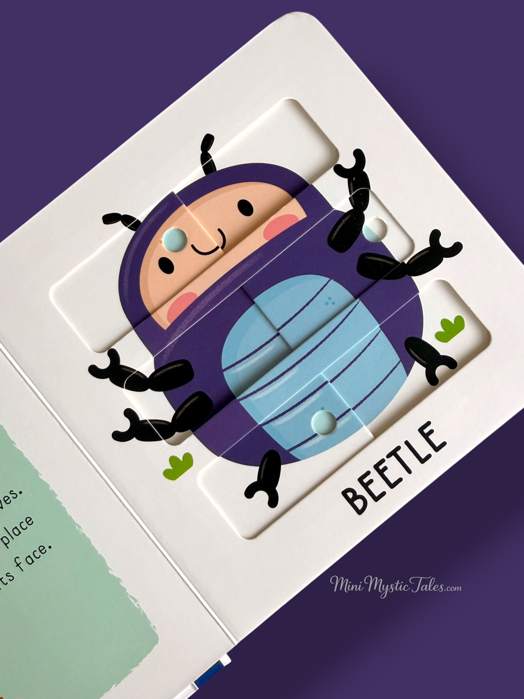 Completed beetle puzzle showing the finished insect image for toddler learning and play