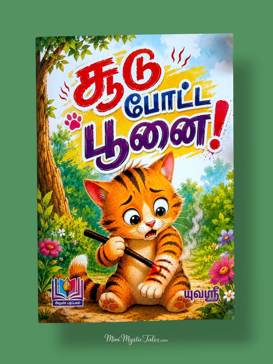 Soodu Potta Poonai Tamil children’s story book featuring a curious kitten learning an important life lesson