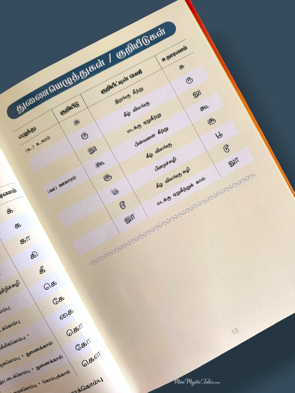 Tamil Kalanjiyam reference page covering Tamil grammar, pronunciation rules and letter classifications for young learners.