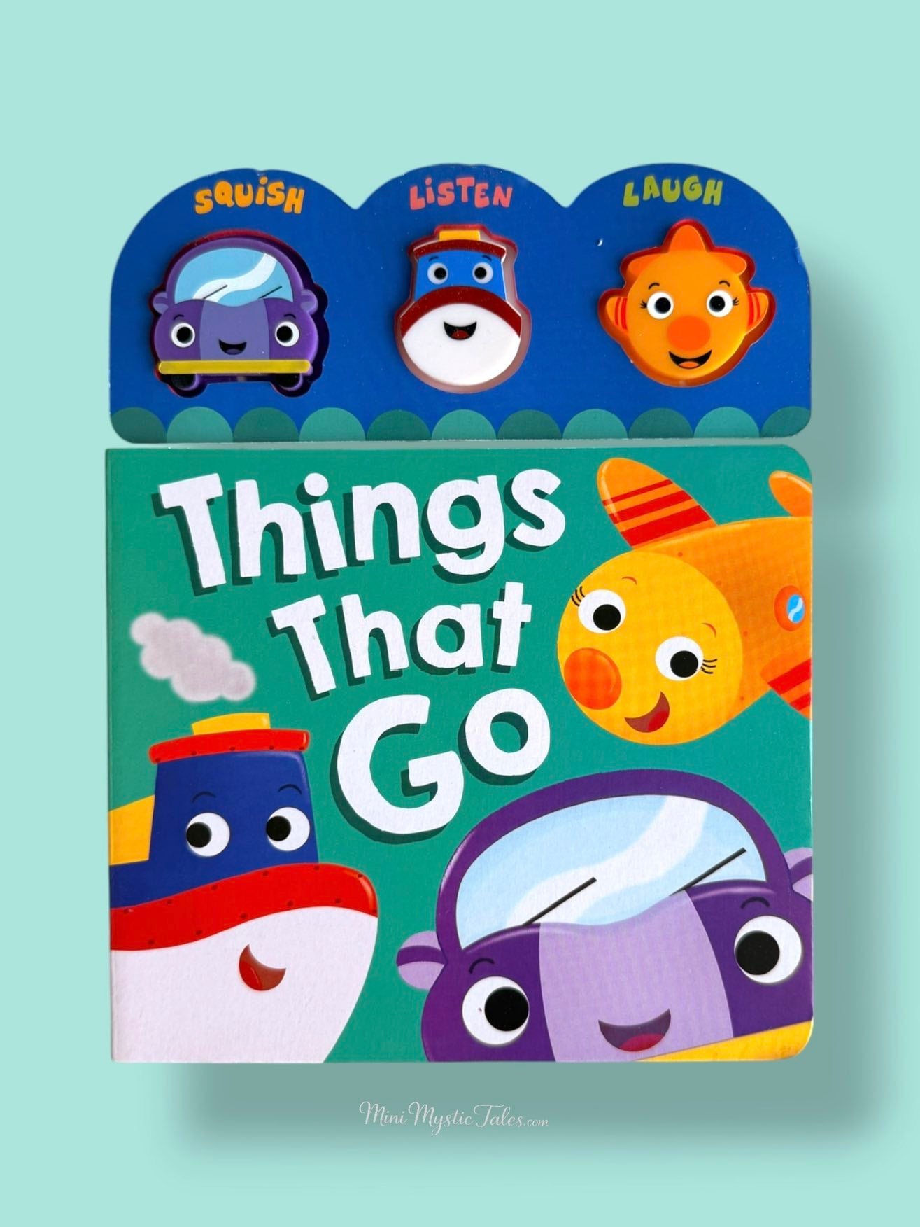 Things That Go kids sound book with interactive sound buttons featuring car, boat and airplane for toddlers