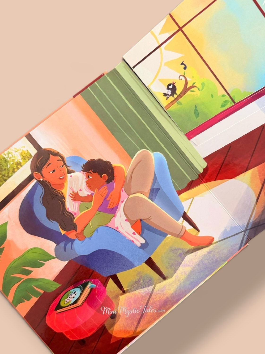 Illustrated mother and toddler bonding scene from A Weaning Story, a gentle weaning book for young children.