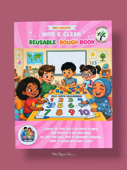 Wipe and Clean Reusable Rough Book for kids with reusable pages for writing, drawing and everyday practice.