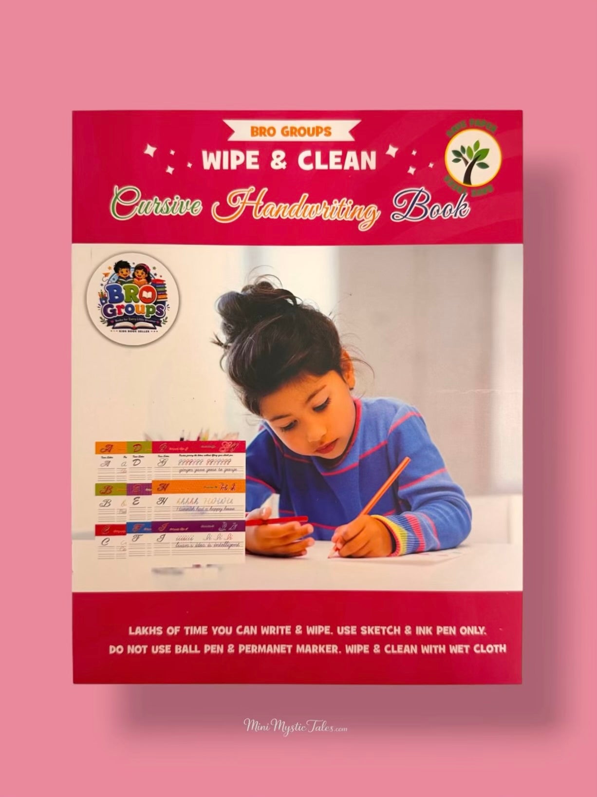 Wipe & Clean Reusable Cursive Handwriting Book for kids with reusable English cursive writing practice and letter tracing