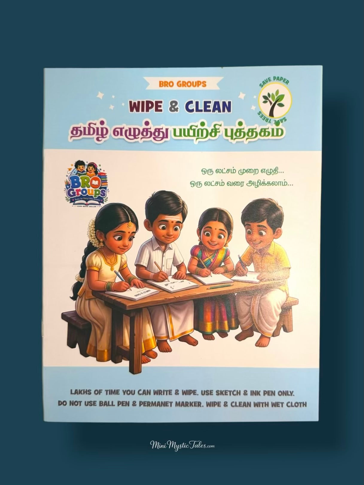 Wipe and Clean Tamil Activity Book for kids with reusable Tamil letter writing practice and 247 Tamil alphabet tracing