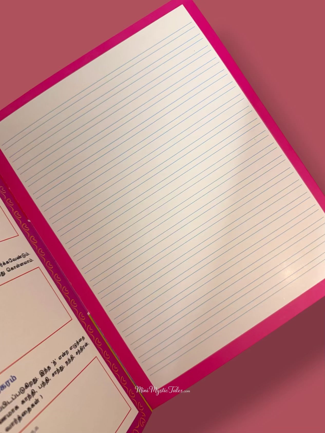 Blank ruled page for Tamil sentence writing practice in reusable Wipe and Clean Tamil handwriting book